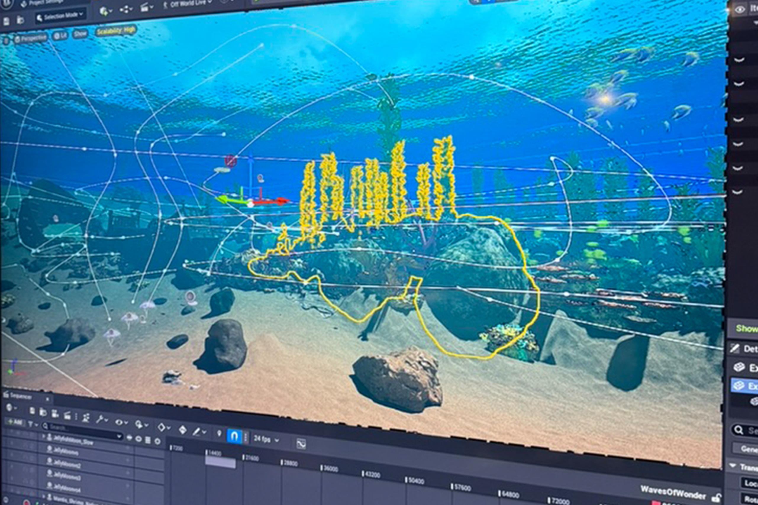 An expansive, custom Unreal Engine environment runs live like a video game allowing for interaction possibilities in every square inch.
